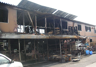 店舗兼作業所が火事で焼失